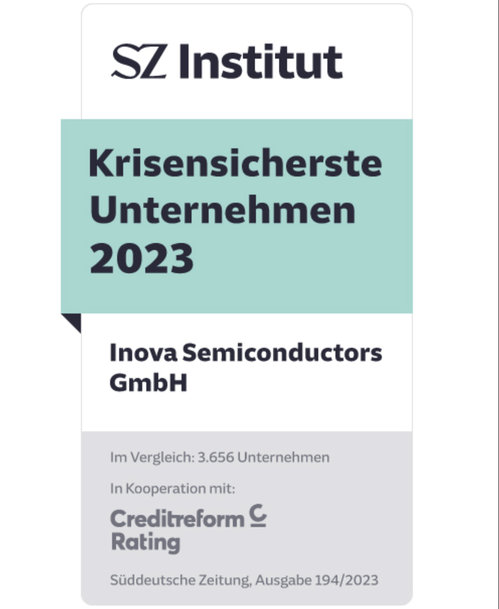 SZ Institut und Creditreform zeichnen Inova Semiconductors als eines der krisensichersten Unternehmen Deutschlands aus